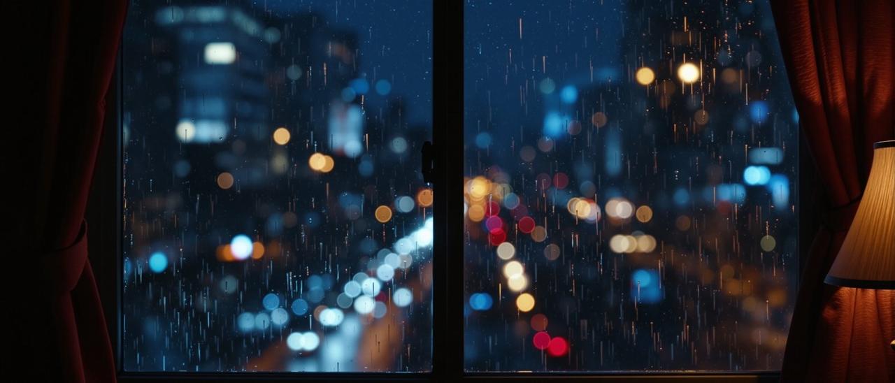 热恋关系阶段片单横幅，城市夜景窗景