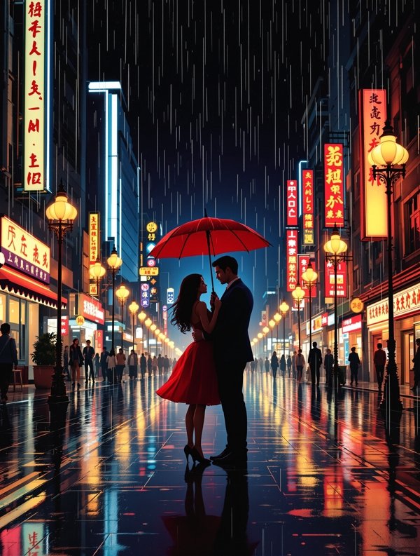 影片《霓虹初遇》海报，发生在上海的都市情感剧作品